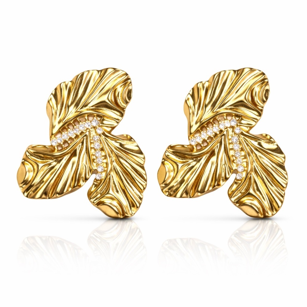 ⚜️ Gold Leaf Statement Earrings